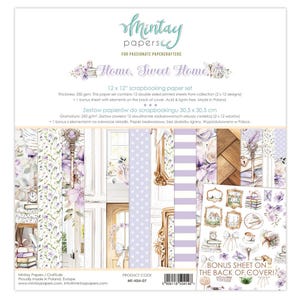 12x12 Scrapbook Papier | 12 doppelseitige Bögen | Home, Sweet Home-Kollektion | Mintay Papiere | Gemütliches Landhaus Kraftpapier