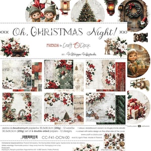 scrapbooking paper pad 12×12 “oh, christmas night” | craft o’clock | 6 double sided sheets + bonus, 250 gsm | scrapbooking & cardmaking