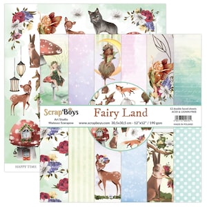 Fairy Land, ScrapBoys, Scrapbooking Juego de papel de doble cara 12 x 12, 12 hojas, Cartulina