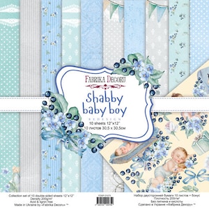 12 x 12, 10 hojas, Rediseño de bebé Shabby, Fabrica Decoru, Scrapbooking Juego de papel de doble cara 12 x 12, Cartulina