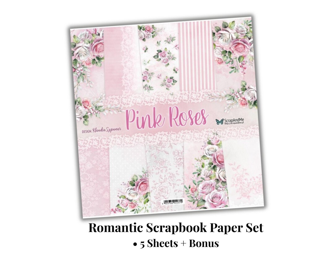 Pink Roses 12x12 Scrapbook Paper Pad | Scrapandme | Floral Cardstock ...