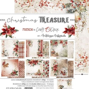 Collection Christmas Treasure, Craft O'Clock, Sheets for Cutting, Scrapbooking Paper set 12 x 12, 6 sheets, Card Stock