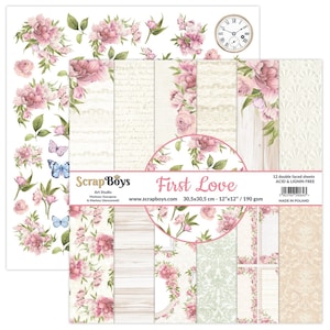 First Love, ScrapBoys, Scrapbooking Double Sided Paper set 12 x 12, 12 sheets, Card Stock