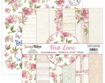 First Love, ScrapBoys, Scrapbooking Double Sided Paper set 12 x 12, 12 sheets, Card Stock