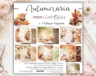 12 x 12 6 sheets, Autumnaria, Craft O'Clock, Sheets for Cutting, Scrapbooking Paper set 12 x 12, Card Stock