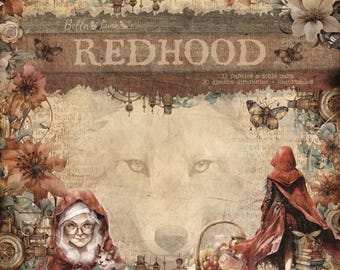 12 x 12, 12 sheets, Collection Redhood, Bellaluna Crafts, Sheets for Cutting, Scrapbooking Paper set, Card Stock