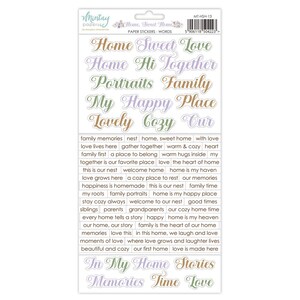 6 x 12 papieren stickers | Home, Sweet Home - Woorden | Muntpapier | Gezellige sentimentstickers | Efemere plakboeken en dagboeken