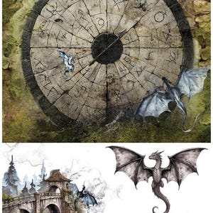 rice paper a4 (25–30gsm), design 3 | the legends of the dragons | alchemy of art