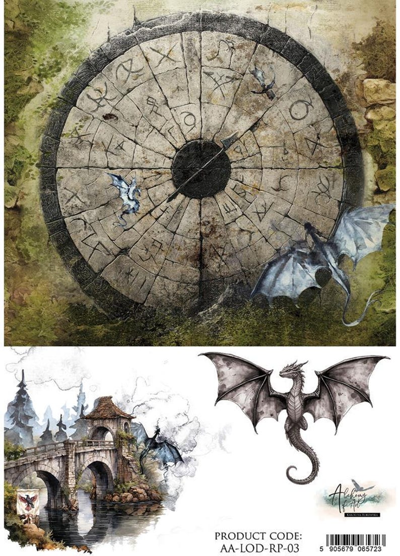 rice paper a4 (25–30gsm), design 3 | the legends of the dragons | alchemy of art