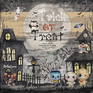 8 x 8, 15 sheets, Collection Trick or Treat, Bellaluna Crafts, Sheets for Cutting, Scrapbooking Paper set, Card Stock