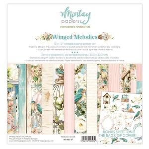 12 x 12, 12 sheets, Collection Winged Melodies, Mintay Paper, Sheets for Cutting, Scrapbooking Paper set, Card Stock