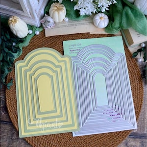 Juego de troqueles de corte de metal "Marcos de arco anidados" para scrapbooking y tarjetería / 10 piezas / 80 x 31 mm a 195 x 130 mm / AgiArt