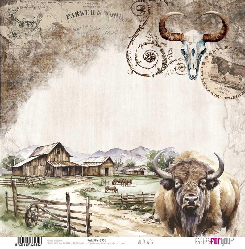 8x8 Scrapbook Paper Pack | 24 Double-sided Sheets | Wild West ...