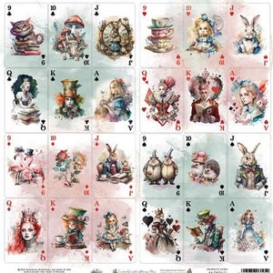 12 x 12, 1 sh, Art Alchemy, Enchanted World Following Alice Cards, Folha de papel para scrapbooking requintada com elementos, para cortar, papel cartão