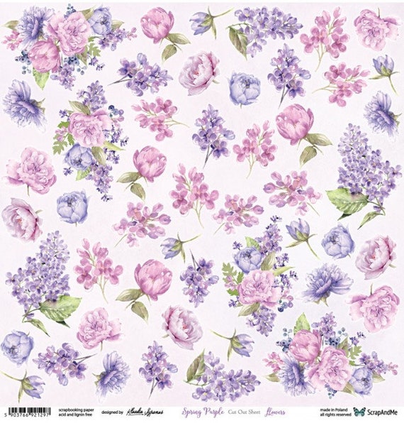 Choose by Collection Spring Purple, Scrapandme, Sheets for Cutting Scrapbooking  Paper 12 X 12 Card Stock Flowers Pattern 