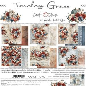 Scrapbook Paper Pack | Timeless Grace | 12x12 inch (30.5x30.5 cm) | 6 double-sided sheets | Craft O'Clock