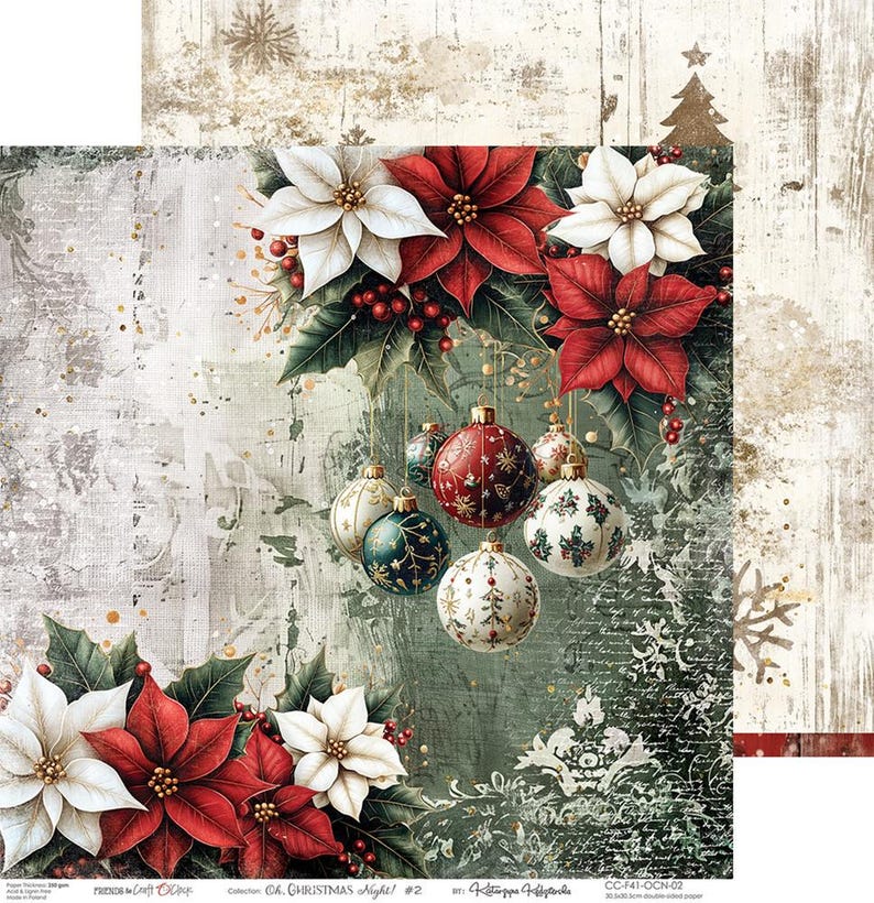 scrapbooking paper pad 12×12 “oh, christmas night” | craft o’clock | 6 double sided sheets + bonus, 250 gsm | scrapbooking & cardmaking