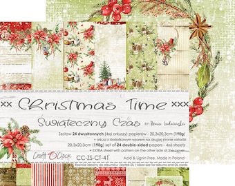 Confezione di carta per scrapbooking 8x8 / Periodo natalizio / Cartoncino bifacciale / Carta natalizia vintage / Materiali per scrapbooking e creazione di biglietti