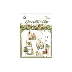 Etiketten Set Cozy Winter 03, P13, Doppelseitiger Karton - 7 Stück, Set aus Papieranhänger