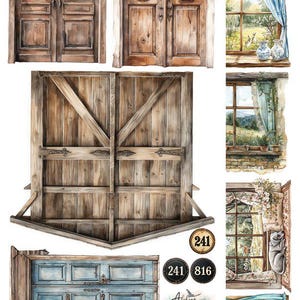 Memória da Primavera – Portas e Janelas | Papel para Scrapbook 30x15 cm | Folha Dupla Face | Objetos Recortados 250 g/m² | Alquimia da Arte