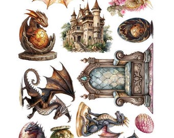Scrapbooking paper - 12×6 Cut-Apart Set, Mirror Print (6 Sheets, 250gsm) | The Legends of the Dragons | Alchemy of Art