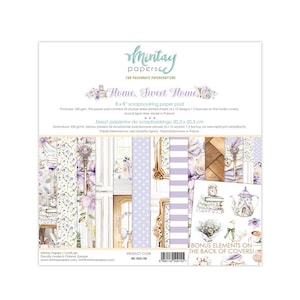 8x8 Scrapbook Papier | 24 doppelseitige Bögen | Home, Sweet Home-Kollektion | Mintay Papiere | Gemütliches Landhaus Kraftpapier