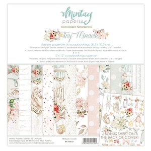 12 x 12, 12 sheets, Collection Tiny Miracle, Mintay Paper, Sheets for Cutting, Scrapbooking Paper set, Card Stock