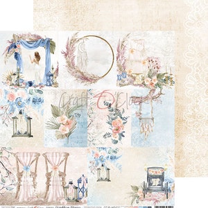 Arkusz z ozdobnymi kartami WEDDING DREAM, ScrapBoys, Wykwintny arkusz papieru do scrapbookingu z elementami, do cięcia, papier do kart