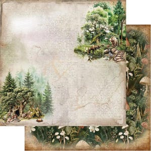 paper collection set 12x12 in friends of the forest, 250 gsm (6 double‑sided sheets + bonus) – alchemy of art