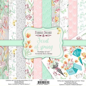 12 x 12, 10 Blatt, Duft des Frühlings, Fabrica Decoru, Scrapbooking doppelseitiges Papier-Set 12 x 12, Karton