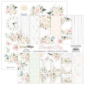 Beautiful Day, ScrapBoys, set di carta per scrapbooking bifacciale 12 x 12, 12 fogli, cartoncino