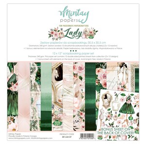 12 x 12, 12 sheets, Collection LADY, Mintay Paper, Sheets for Cutting, Scrapbooking Paper set, Card Stock