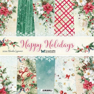 Choisissez par collection Happy Holidays, ScrapAndMe, Feuilles à découper, Scrapbooking Paper set 12 x 12 5 feuilles, Card Stock Christmas Pattern