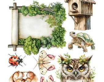 Extras para el set de papel recortado / Colección Amigos del Bosque / Efímeras del Bosque / Diario basura y scrapbooking / Alquimia del Arte