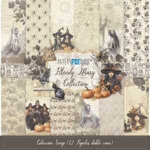12x12 Scrapbook Paper Pack | 12 Double-Sided Sheets | Bloody Mary Collection | Papers For You | Gothic Halloween Craft Paper