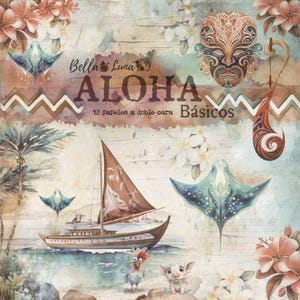 8 x 8, 12 feuilles, Collection Aloha basic, travaux manuels Bellaluna, feuilles à découper, jeu de papiers de scrapbooking, papier cartonné