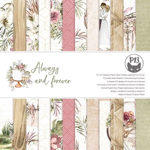 Elige una colección, P13, Juego de papel de doble cara para scrapbooking 12 x 12, 12 hojas, cartulina