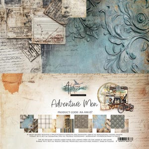 12 x 12, 6 Blatt, Collection Adventure Men, Art Alchemy, Blätter zum Schneiden, Scrapbooking, Papierset, Karton, Kartenherstellung, Journals