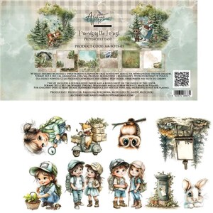 paper collection set 12x12 in friends of the forest, 250 gsm (6 double‑sided sheets + bonus) – alchemy of art