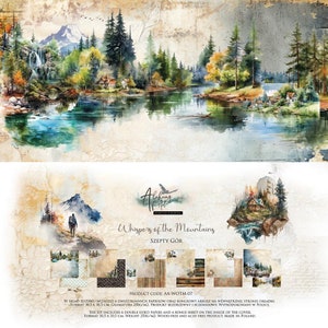 12 x 12, 6 sheets, Collection Whispers of the Mountains, Art Alchemy, Sheets for Cutting, Scrapbooking Paper set, Card Stock