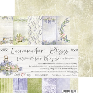 Collectie LAVENDER BLISS, Craft O'Clock, vellen om te snijden, set scrapbooking 8 x 8, 18 vellen, karton kerstpatroon