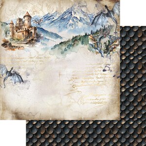 scrapbook paper | scrapbooking paper — 12×12 collection (6 double sided sheets, 12 designs, bonus 12×6, 250gsm) | the legends of the dragons | alchemy of art
