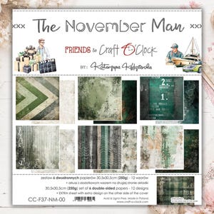 12 x 12 6 sheets, The November Man, Craft O'Clock, Sheets for Cutting, Scrapbooking Paper set 12 x 12, Card Stock