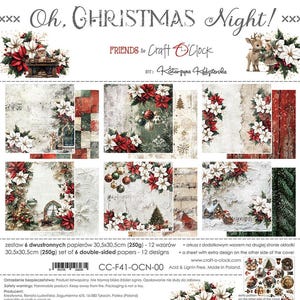 scrapbooking paper pad 12×12 “oh, christmas night” | craft o’clock | 6 double sided sheets + bonus, 250 gsm | scrapbooking & cardmaking
