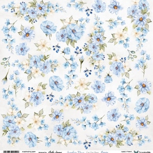 12 x 12, 1 vel, keuze op collectie Sapphire Days, ScrapAndMe, snijvellen scrapbookpapier 12 x 12, karton, bloemenpatroon
