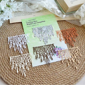 Matrices de découpe en métal « Macramé n° 2 », AgiArt, matrices de découpe artisanales, pochoir de gaufrage, Matrices de matrices de scrapbooking, fabrication de cartes DIY, pour papier découpé