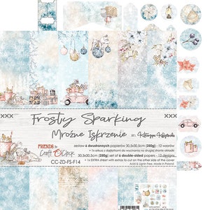 Collection Frosty SPARKING, heures créatives, feuilles à découper, jeu de papiers pour scrapbooking 12 x 12, 6 feuilles, papier cartonné, motif Noël