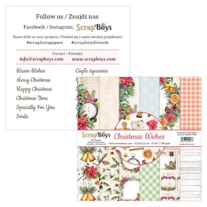 Kerstwensen, ScrapBoys, dubbelzijdige plakboekpapier set 6 x 6, 24 vellen, karton