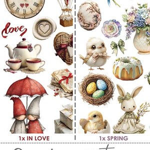 Paquete de papeles para scrapbooking Creative Extras Set MIX 01 - Primavera y Enamorados 6x12 / 18 hojas / Craft O'Clock