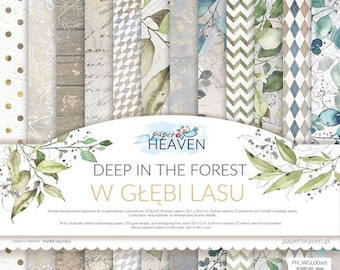 12 x 12, 12 sheets, Collection Deep in the Forest, Paper Heaven, Sheets for Cutting, Scrapbooking Paper set, Card Stock